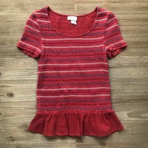 Anthropologie Meadow Rue Smocked Peplum Top